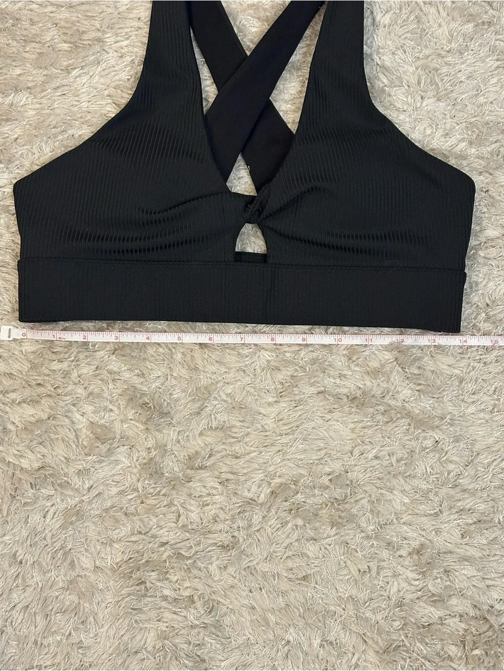 Fabletics Oasis Black Ribbed Sports Bra - M no tag